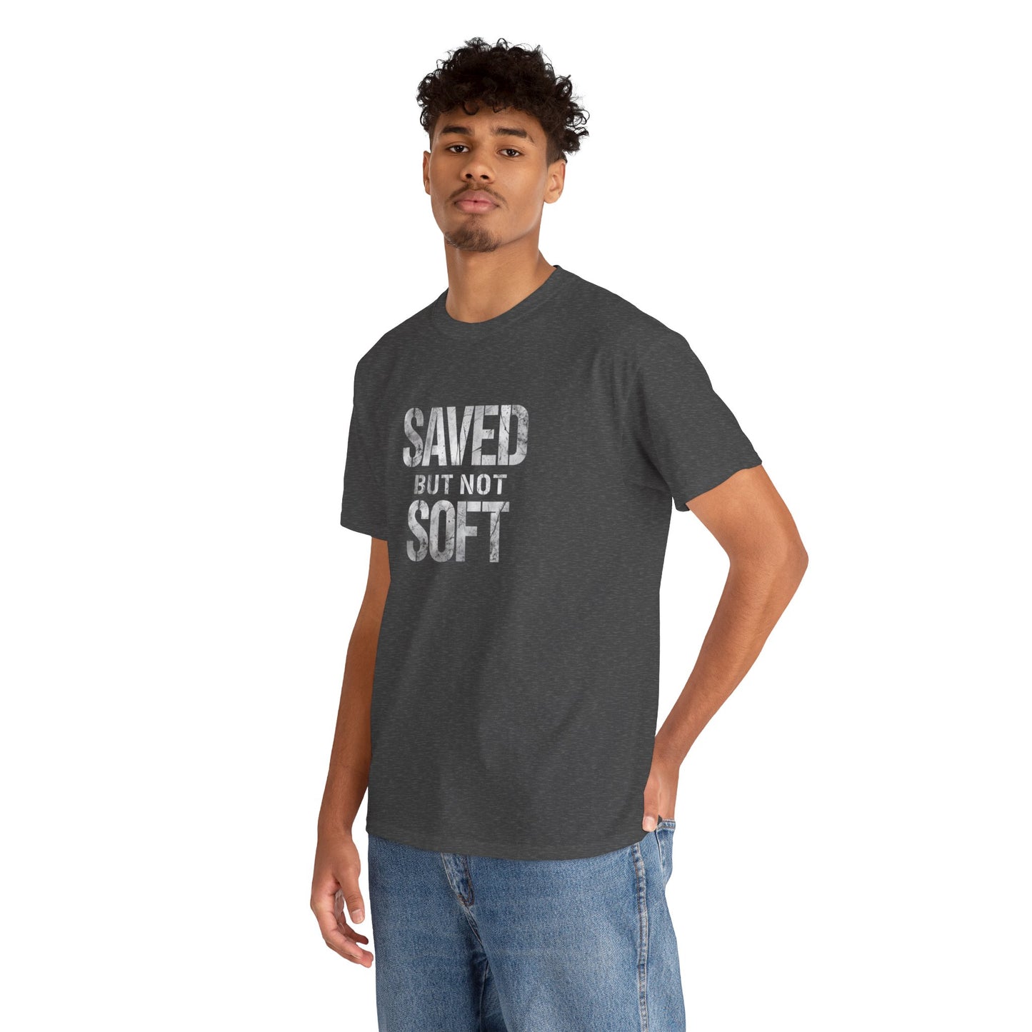 Saved But Not Soft Unisex Heavy Cotton Tee, Casual Wear, Gift for Friends, Christian Apparel, Everyday Comfort