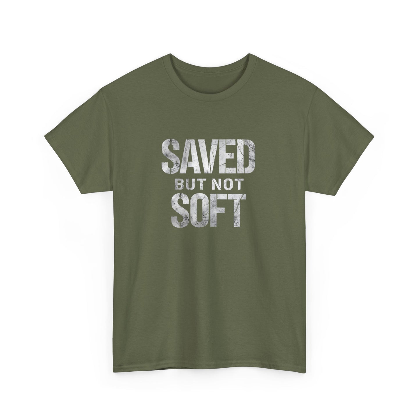 Saved But Not Soft Unisex Heavy Cotton Tee, Casual Wear, Gift for Friends, Christian Apparel, Everyday Comfort